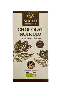 tablette chocolat bio, tablette chocolat, chocolat bio, chocolat artisanal, chocolat fabrication artisanal, chocolat angèle, chocolat fève de cacao, bio, chocolat 70%