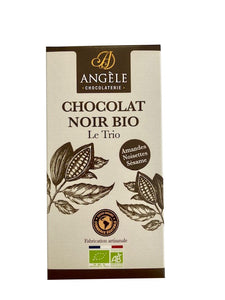 tablette chocolat bio, tablette chocolat lait, chocolat bio, chocolat artisanal, chocolat fabrication artisanal, chocolat angèle, chocolat 