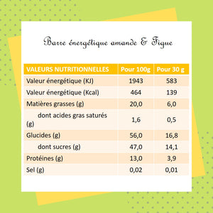 barre energetique, pate amande et figue, 100% bio, sans gluten, vegan, l'atelier de marius & magalie